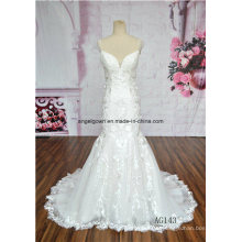 Deep V Neck Heavy Beading Lace Applique Bridal Gown New